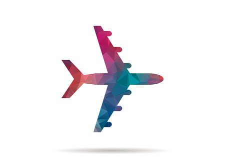 low poly colorful icon planeのイラスト素材