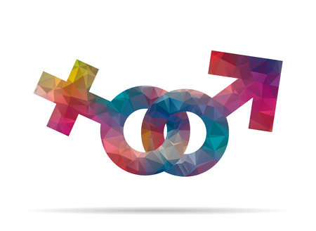 low poly man and woman symbolのイラスト素材