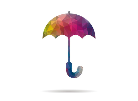 low poly icon colorful umbrellaのイラスト素材