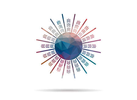 low poly multicolor colorful sun iconのイラスト素材