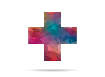 low poly colorful cross iconのイラスト素材