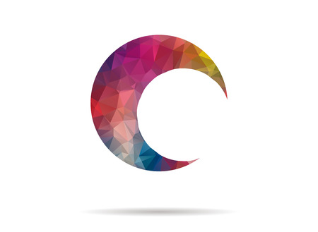 low poly colorful icon moonのイラスト素材