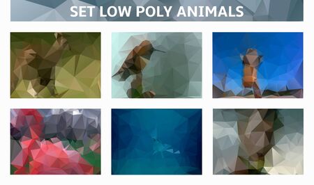 set low poly animalsのイラスト素材