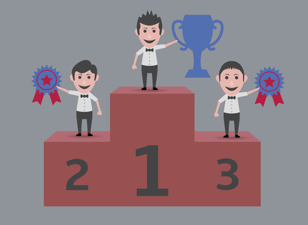 champions podium with menのイラスト素材
