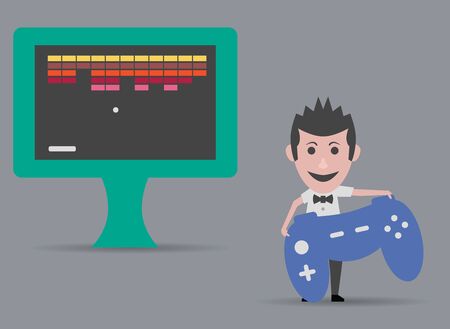 man playing video gamesのイラスト素材