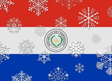 paraguay flag with snowflakesのイラスト素材