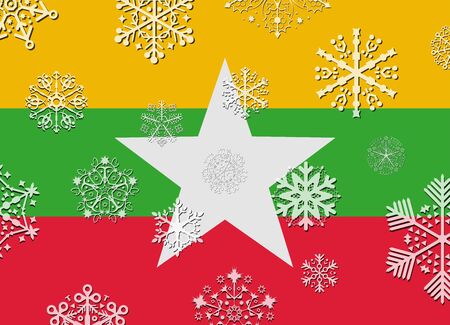burma flag with snowflakesのイラスト素材