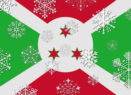 burundi flag with snowflakesのイラスト素材
