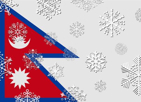 nepal flag with snowflakesのイラスト素材