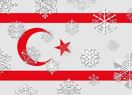 northern cyprus flag with snowflakesのイラスト素材