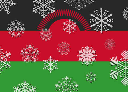 malawi flag with snowflakesのイラスト素材