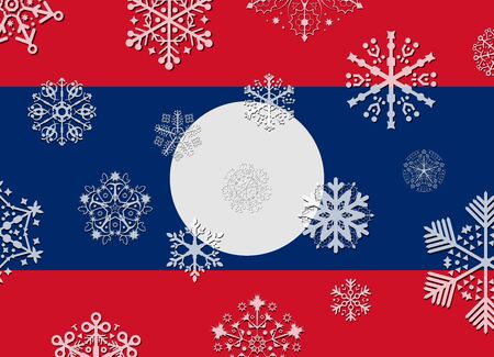 laos flag with snowflakesのイラスト素材