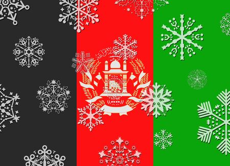 afghanistan flag with snowflakesのイラスト素材