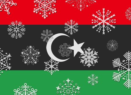 libya flag with snowflakesのイラスト素材