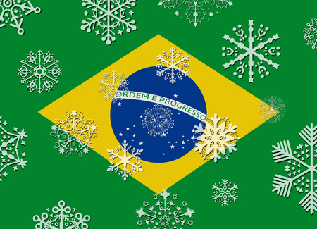 brazil flag with snowflakesのイラスト素材