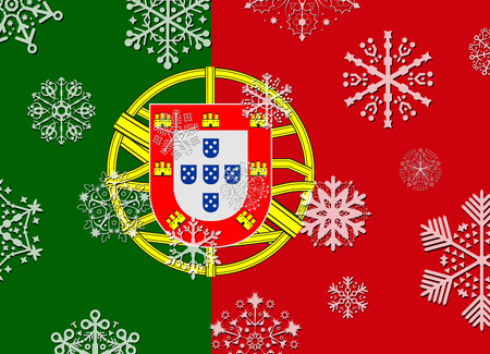 portugal flag with snowflakesのイラスト素材