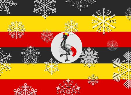 uganda flag with snowflakesのイラスト素材