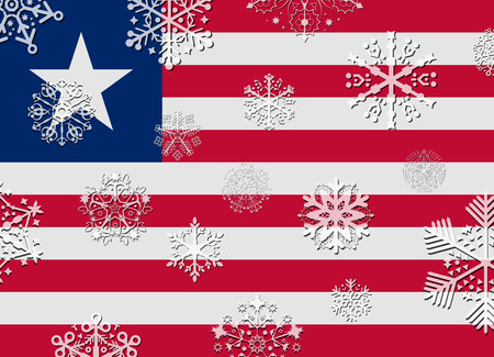 liberia flag with snowflakesのイラスト素材