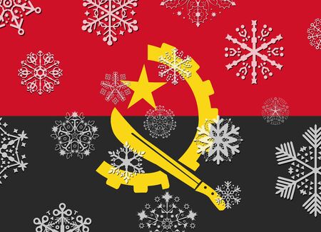 angola flag with snowflakesのイラスト素材