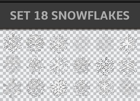 set 18 snowflakesのイラスト素材