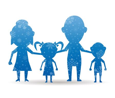 family with children christmas icon with snowのイラスト素材