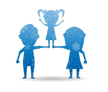 juggler family christmas icon with snowのイラスト素材