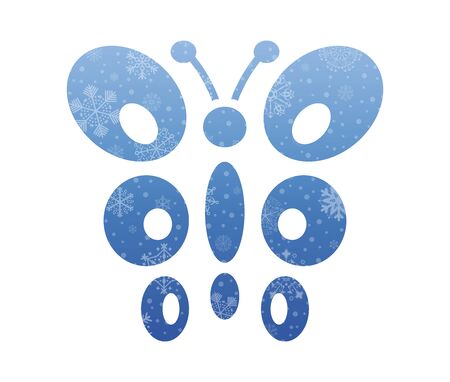butterfly symbol christmas icon with snowのイラスト素材