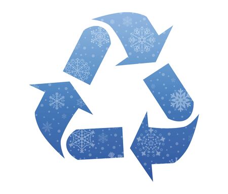 recycling christmas icon with snowのイラスト素材