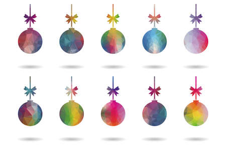 set christmas balls low poly colorfulのイラスト素材