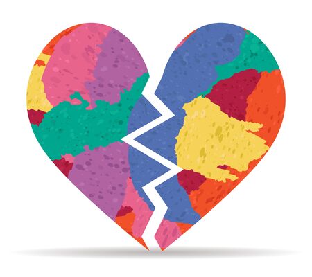 broken heart drawn painted icon vectorのイラスト素材