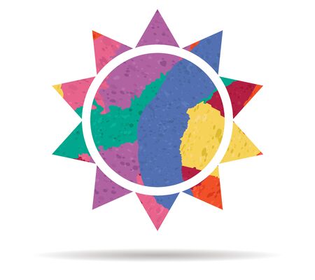 abstract sun drawn painted icon vectorのイラスト素材