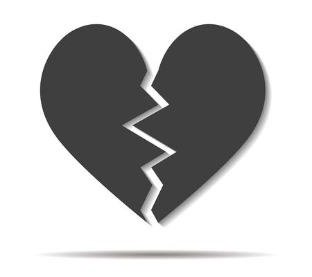 broken heart double shadow icon vectorのイラスト素材