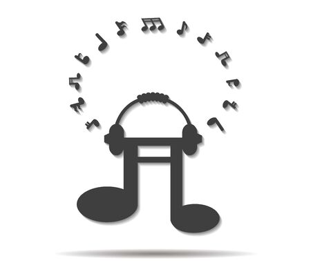 music double shadow icon vectorのイラスト素材