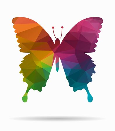 butterfly fly poly iconのイラスト素材
