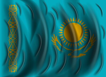 kazakhstan wind flagのイラスト素材
