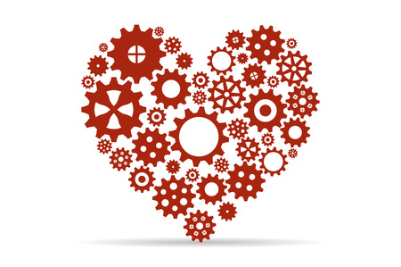heart created with gearsのイラスト素材