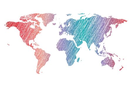 scribbles world mapのイラスト素材