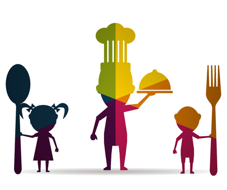 family eating multicolor icon vectorのイラスト素材
