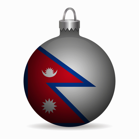 nepal flag christmas ball vectorのイラスト素材