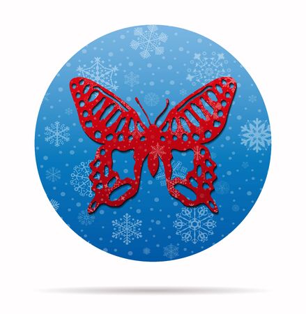 butterfly beauty christmas icon in circleのイラスト素材