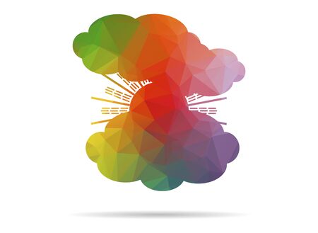 low poly clouds and sunのイラスト素材