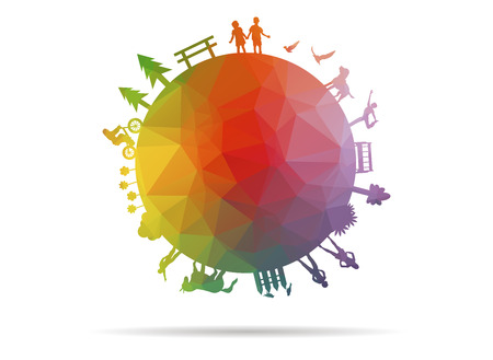 low poly worldのイラスト素材