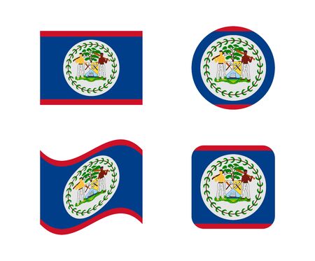 set 4 flags of belizeのイラスト素材