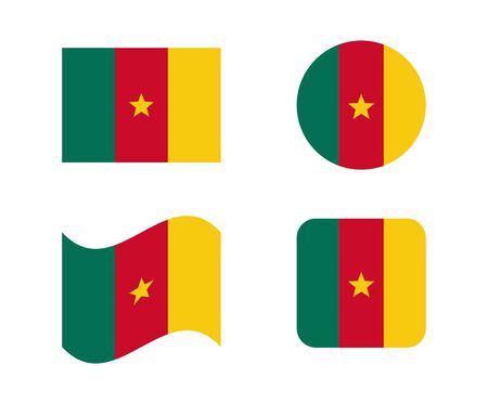 set 4 flags of cameroonのイラスト素材