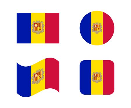 set 4 flags of andorraのイラスト素材