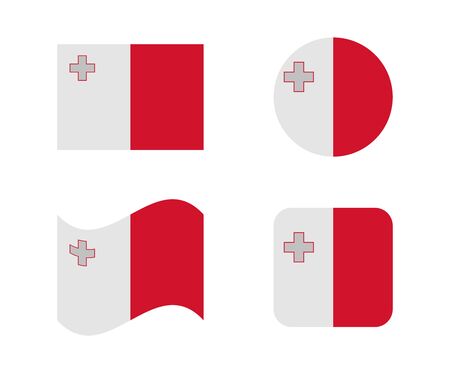 set 4 flags of maltaのイラスト素材