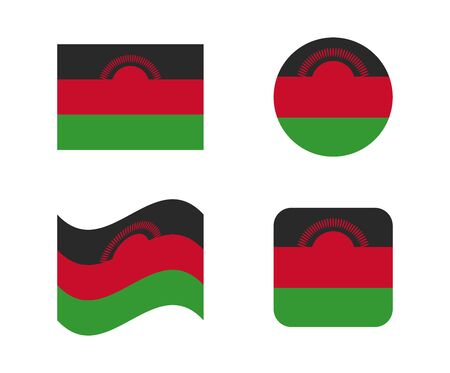 set 4 flags of malawiのイラスト素材