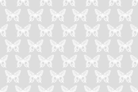 Butterflies seamless wallpaper whiteのイラスト素材