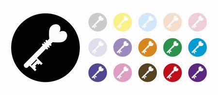 key to love set iconsのイラスト素材
