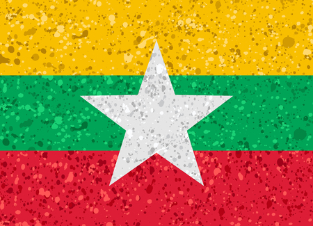 burma flag grunge illustrationのイラスト素材